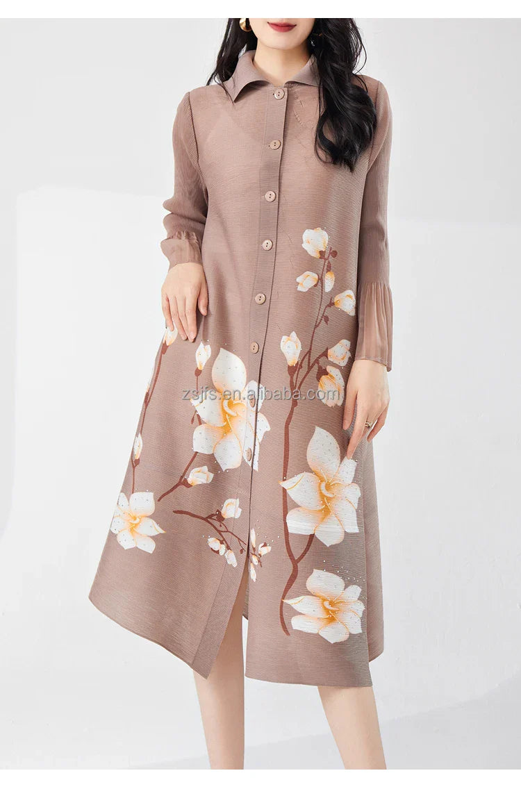 Elegant Pleated Loose Maxi Dress