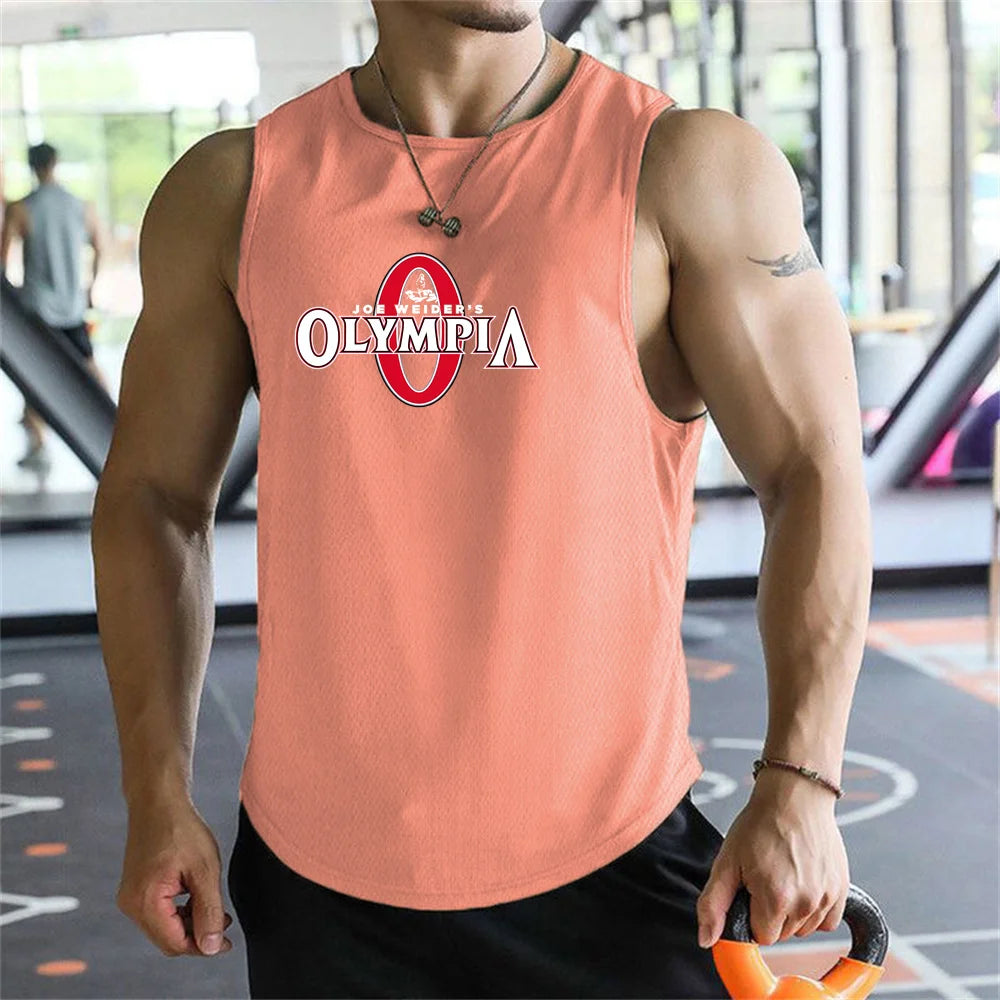 2026  Bodybuilding Sports Tank Tops Men Gyms Fitness Workout Sleeveless Shirt Male Summer Loose Undershirt Running men Vest