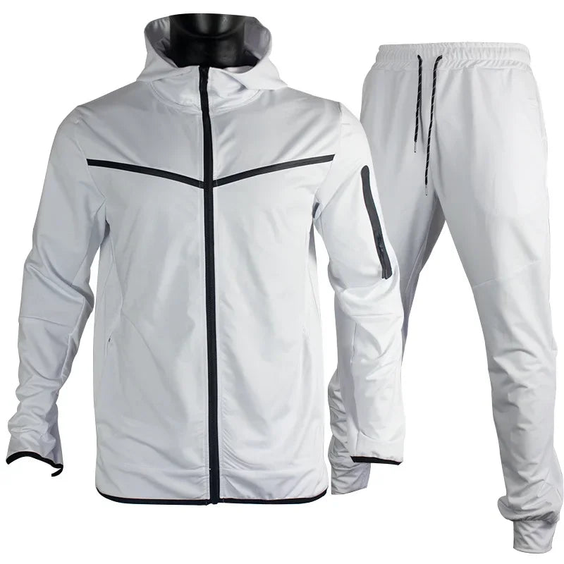 Luxury Brand Men Tracksuits 2-piece Set Black Sports Suit Tracksuits Jogging Men's Clothing Sweatpants Zip Sweatshirts Techwear