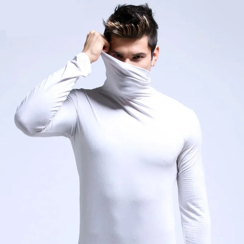 Autumn Winter Mens Turtleneck Sweaters Casual Thermal Long Sleeve Slim Fit Pullovers Stretch Basic Tops Sweatshirt Jumper TShirt