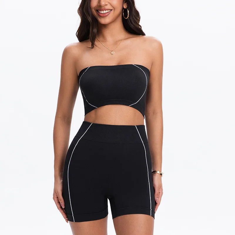 Women's Side Line Contrast Yoga Set Flat Seam Moisture Wicking Anti Rubbing Outdoor Workout Daily Trendy Fitness Two Piece Suit