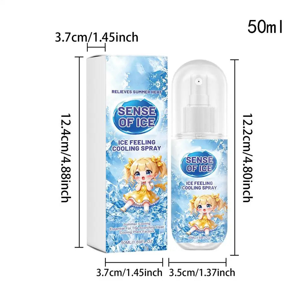 50ml Cooling Spray Body Instant Cooling Mist Long Lasting Non Sticky Heat Relief Face Skin Clothing Sports Travel Hiking