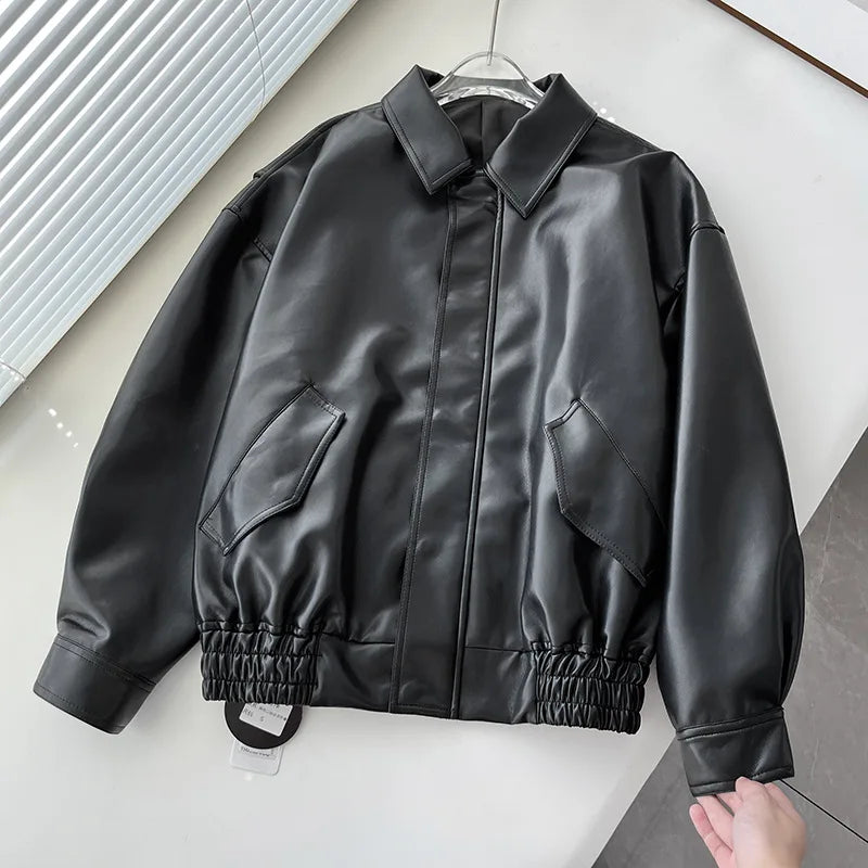 Black Faux Leather Moto Jacket