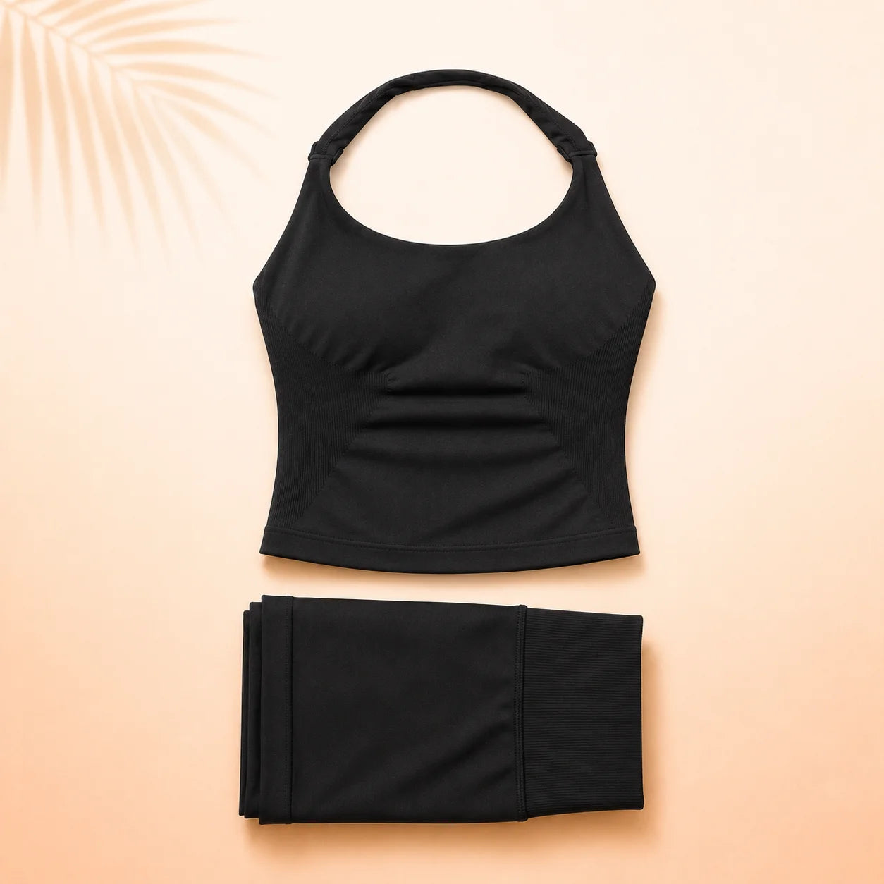Women Seamless Yoga Set Halter Sports Bra Scrunch Butt Shorts 2 Piece Gym Workout Fitness Activewear High Waist Athletic Outfit