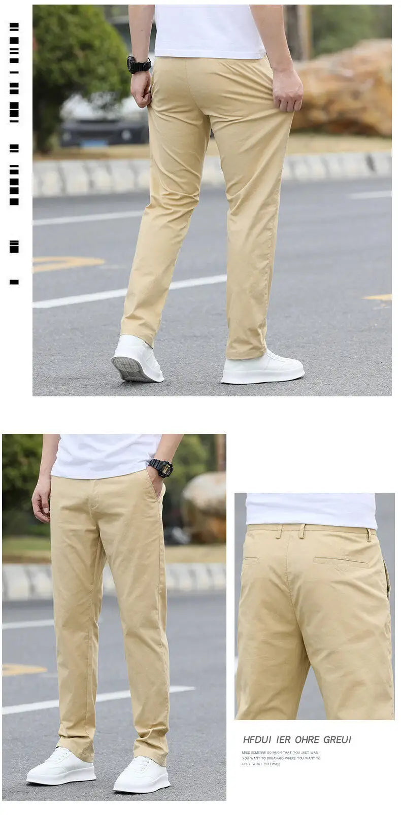 Men's High-Quality Chinos -Cotton Casual Trousers - Breathable Straight Pants (Sizes W28-w40)
