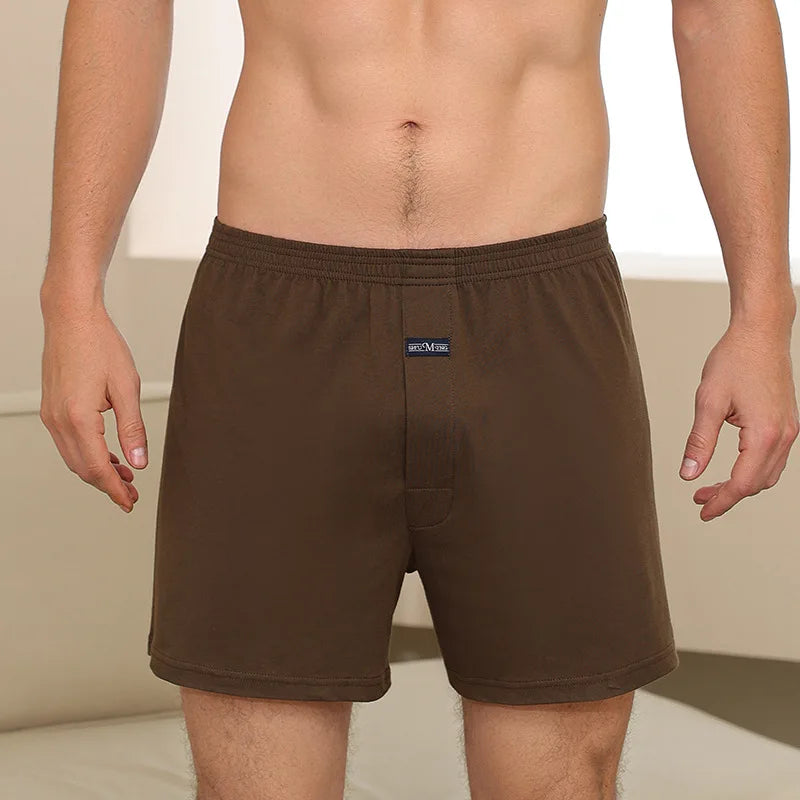 100% Cotton Men Pajama Shorts Summer Solid Elastic Waist Short Pants Casual Breathable 3D Crotch Bottoms Sleepwear pijama hombre