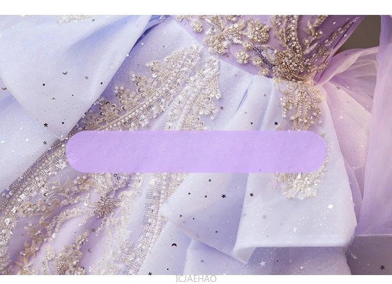 Wed Dress 2024 Flower Girl Wedding Dresses Costume Children Girls Birthday Party Princess Gown Vestido Kids Host Piano Outfit