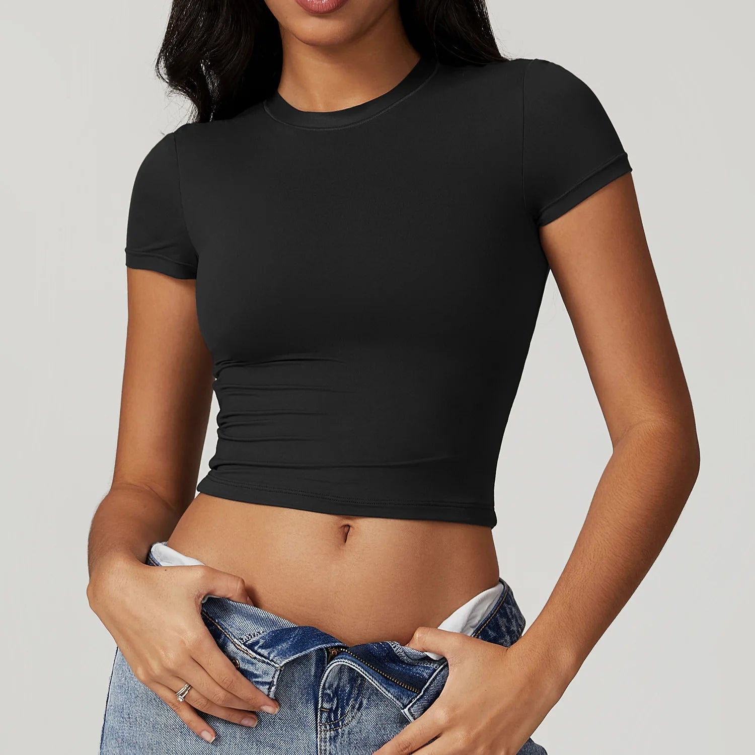 Yoga Shirts Women Sexy Exposing The Navel Short Sleeve Workout Crop Top Gym Top Fitness Running Workout Sport T-shirts Yoga Wear