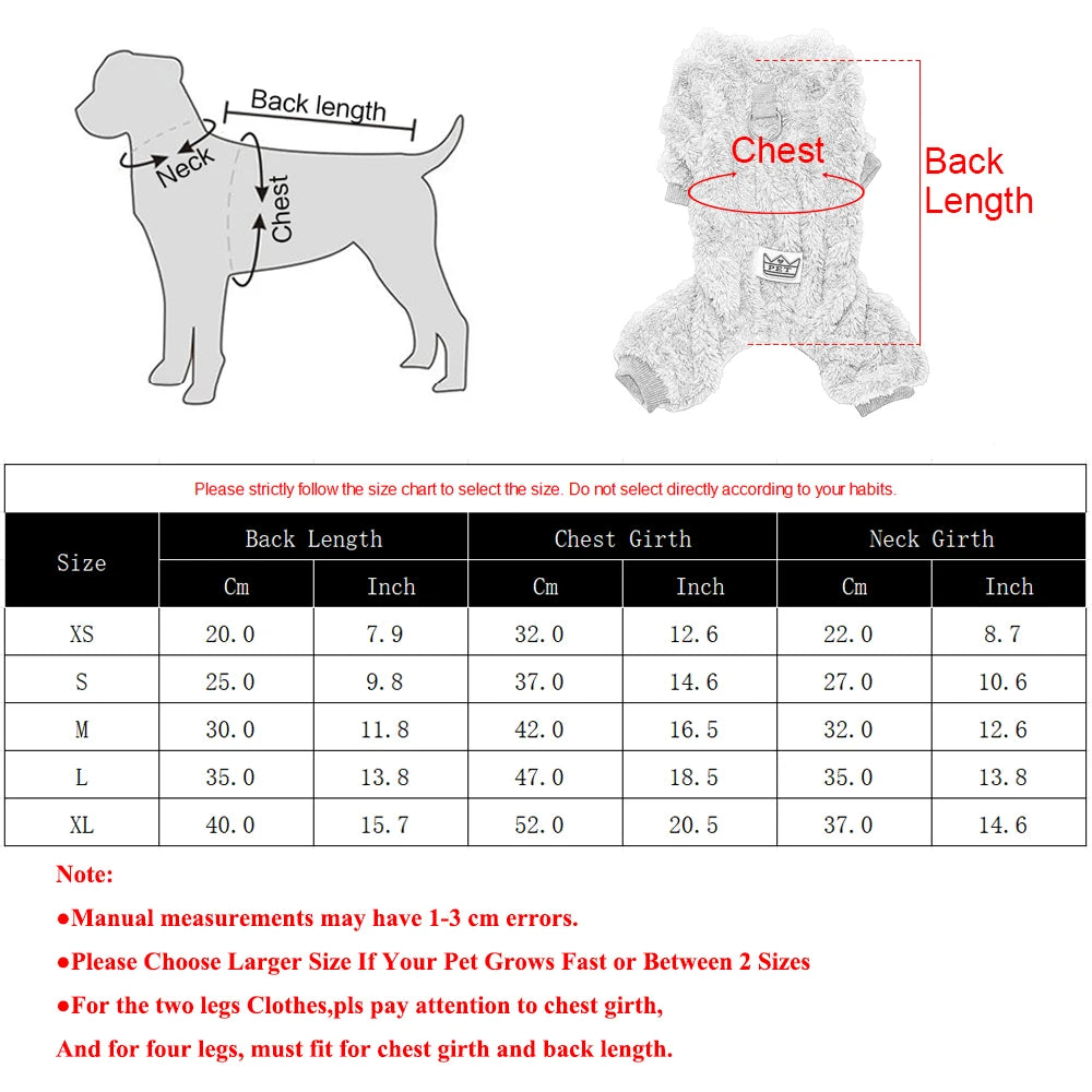 Pet Dog Clothes Cozy Soft Fleece Puppy Cat Jumpsuit For Small Medium Dogs Cats Winter Warm Clothes With Elasicity Yorkshire Pug