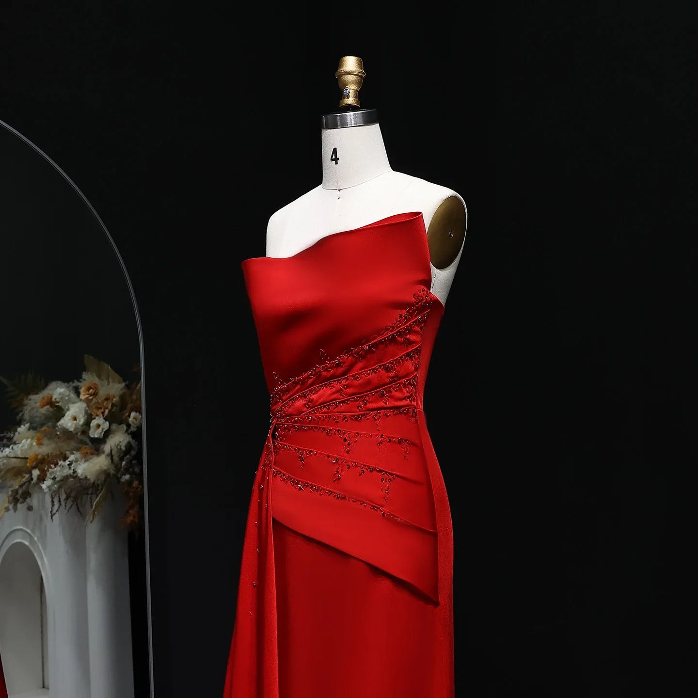 Strapless Satin Mermaid Evening Gown