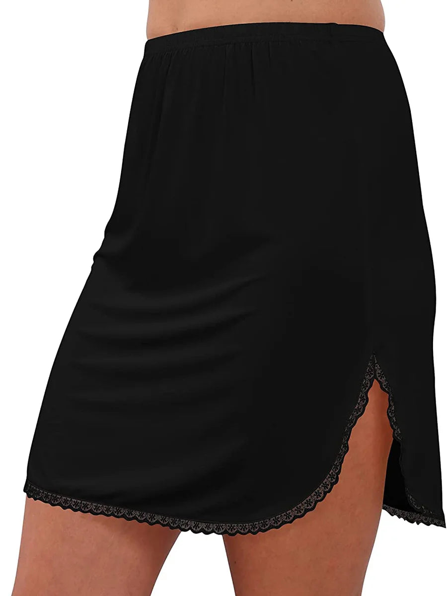 Lace-Trim Adjustable Waist Half Slip Skirt