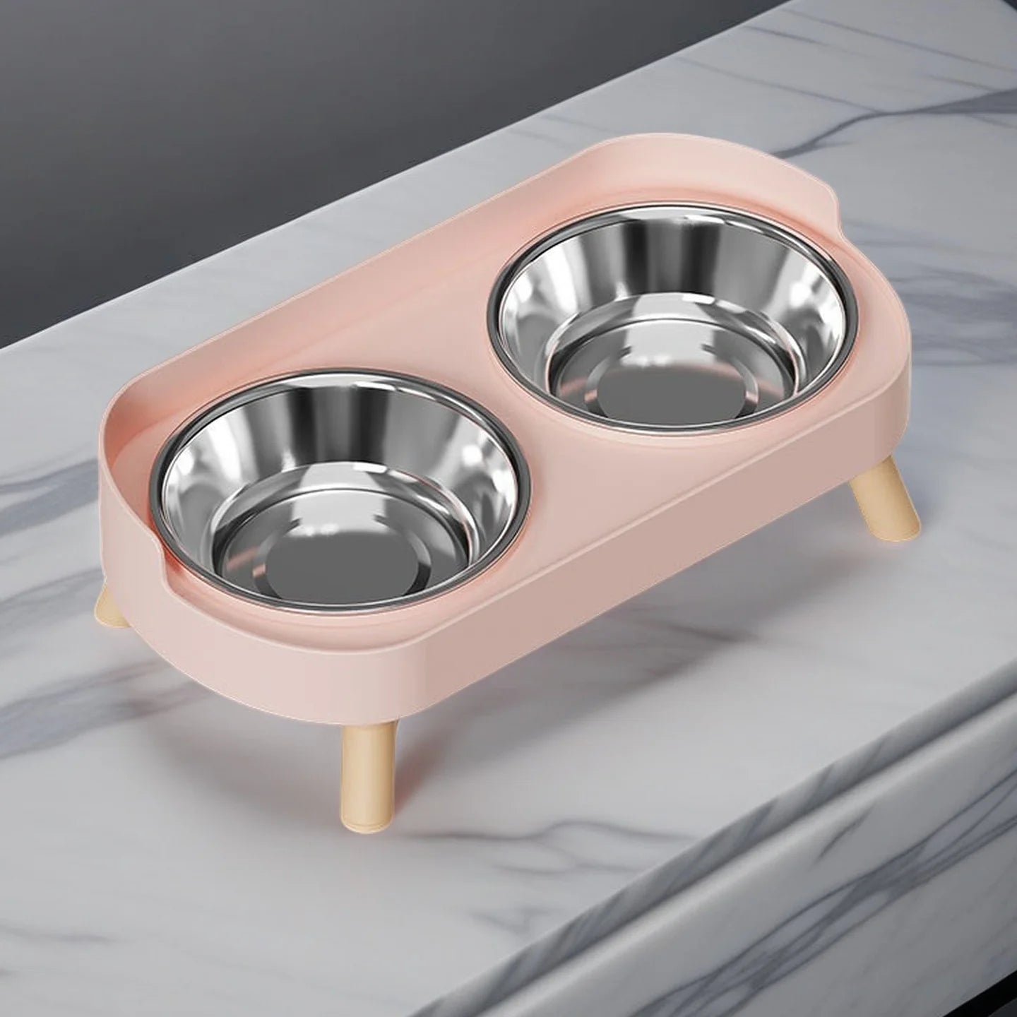 HOMEFISH Dopamine Multicoloured Tall Pet Feeder with Two Stainless Steel Bowls and Neck Support