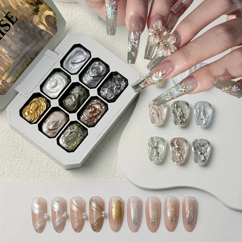 9-Color Solid Gradient High-Saturation Blush Nail Polish, French Manicure Gel, Suitable for Nail Technicians and Beginners.