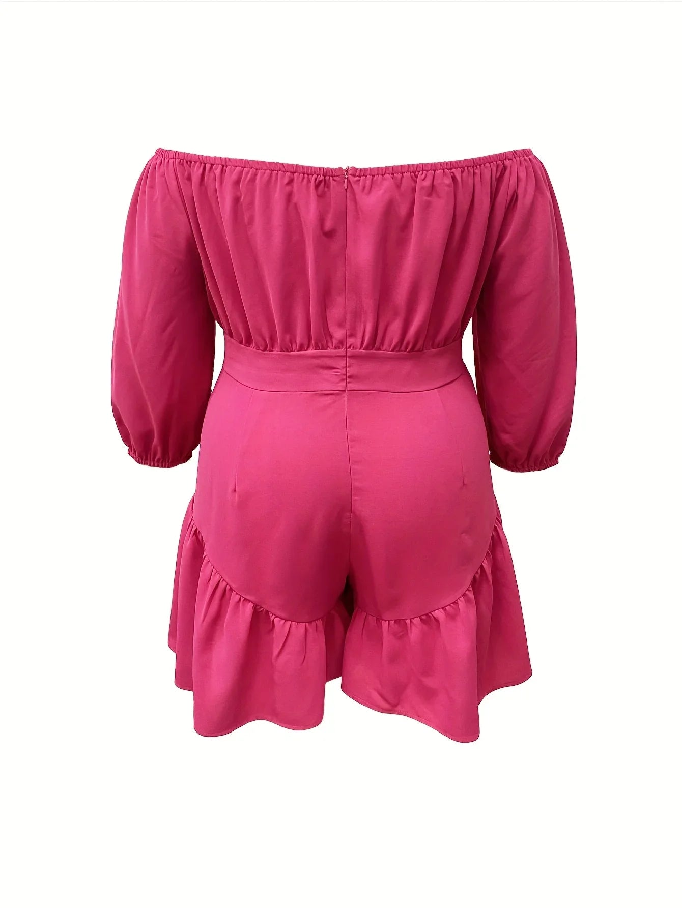 Rose Red Ruffle Off-Shoulder Jumpsuit