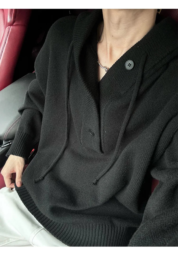 New Autumn Winter Sweaters for Men Loose Trendy Brand Hooded Pullover Sweaters