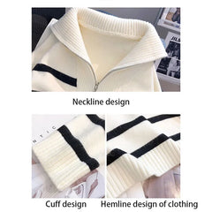 Sweater Pullover Women Spring and Autumn Underwear 2026 New Zipper Stripe Underlay Short Style Popular Premium Sweater Female