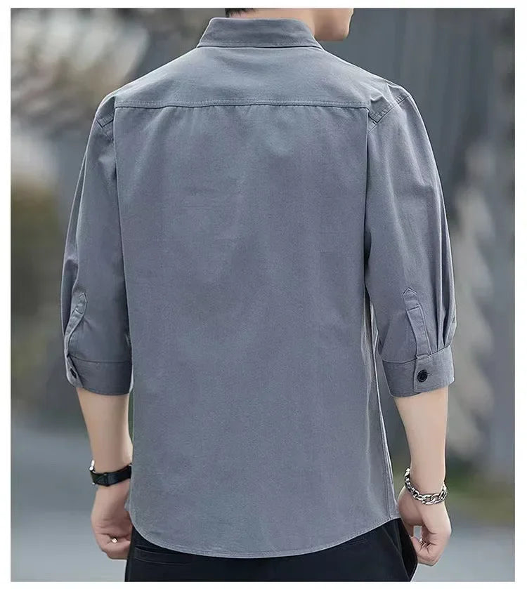 Summer Casual Solid Shirt Men
