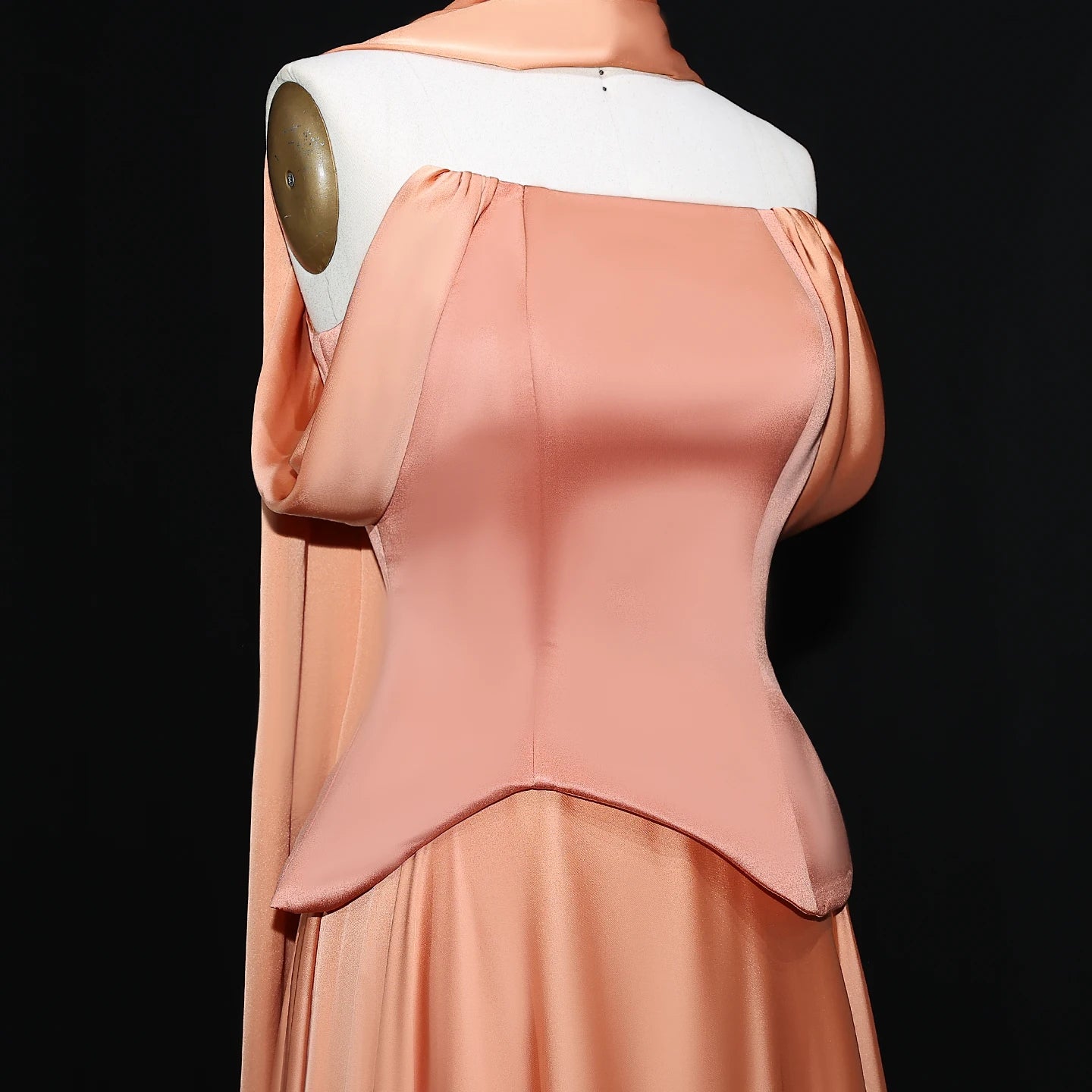 Brown Off Shoulder Chiffon Evening Gown
