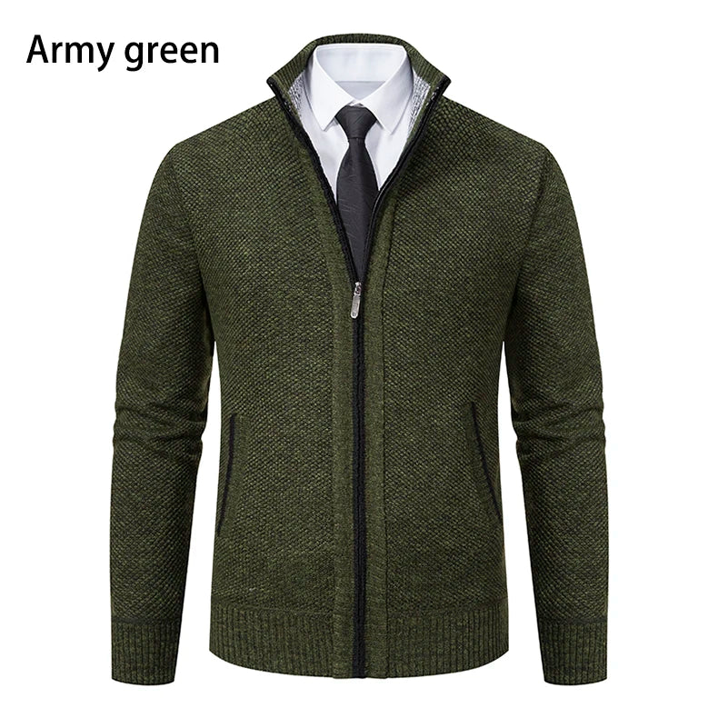 Stand Collar Fleece Zip Cardigan