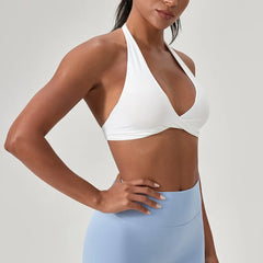 Strappy Bra for Women Open Back Halter Sports Bra Light Support Gym Crop Top Seamless Workout Yoga Top Bra Padded Bras