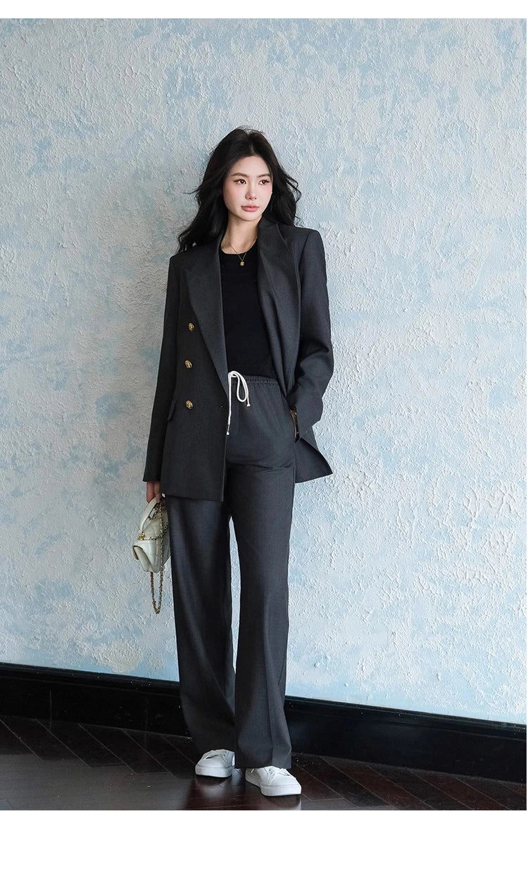 Elegant Peaked Lapel Suit Set