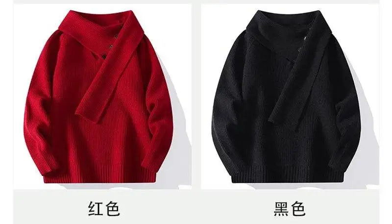 Fashion Men's Solid Color Sweaters Autumn Winter Casual Knitted Pullovers Youth High Streetwear Classic Top Sweatshirts Clothing