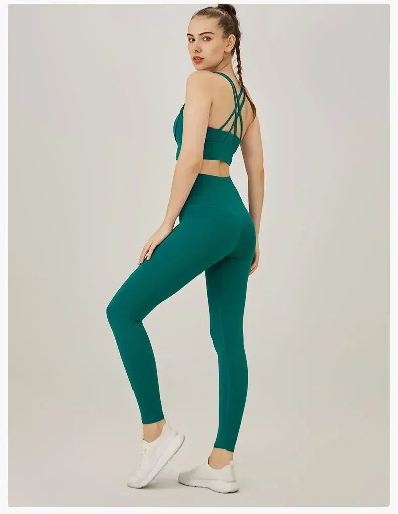 Women's Yoga Set Workout Set 2 Piece High Waist Yoga Leggings Sports Bra Gym Suit Activewear Sports Fitness Set Sports Suit