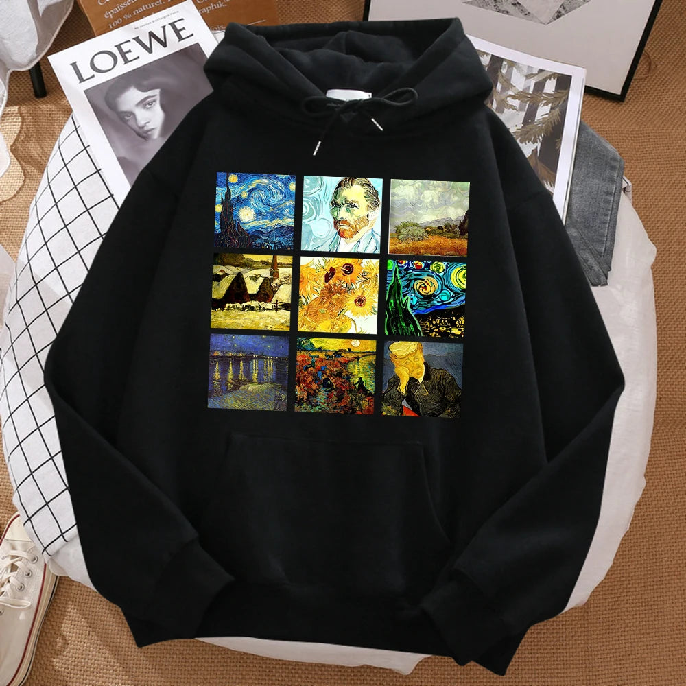 Art Print Slim Fleece Hoodie