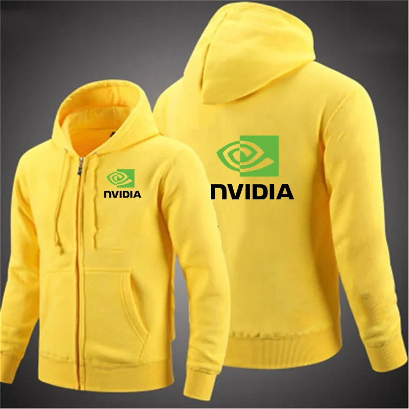 Autumn Men Nvidia Sweatshirts Long Sleeve Jacket Hoodie Zipper Closure Jacket Male Hoodies Sweatshirt Slim Fit Male Clothing