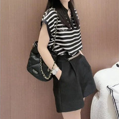 Striped Two Piece Summer Short Set