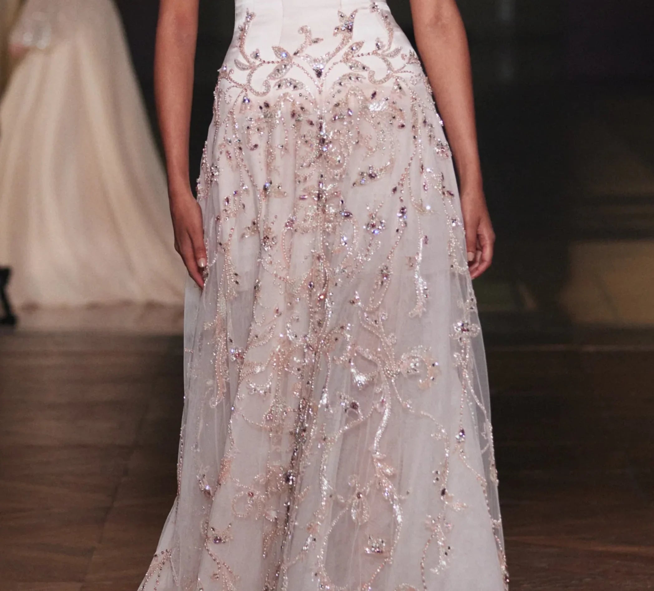 Pink Beaded Sweetheart Evening Gown