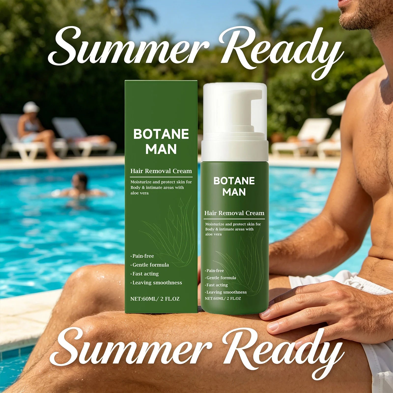 Man Hair Removal Cream Moisturizing Removing Hair & Smoothing Skin Pain-Free Long-Lasting Protection Gentle Hair Removal Mousse