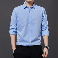 Stretch Solid Business Shirt Men