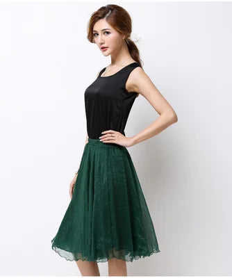 Silk Pleated High Waist Midi