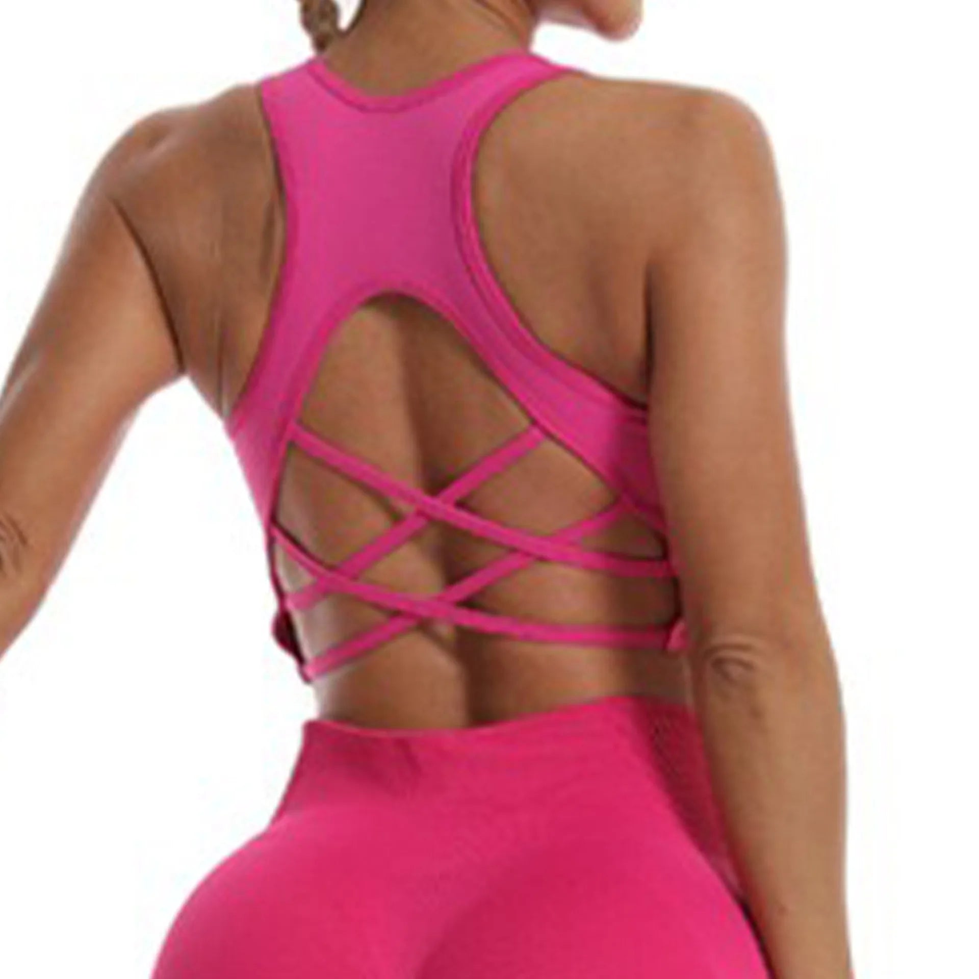 Cross-Back Sports Bra for Women Seamless Yoga Bra with Chest Support and Padding Sports Clothes for Woman Lady Bras Tank Tops