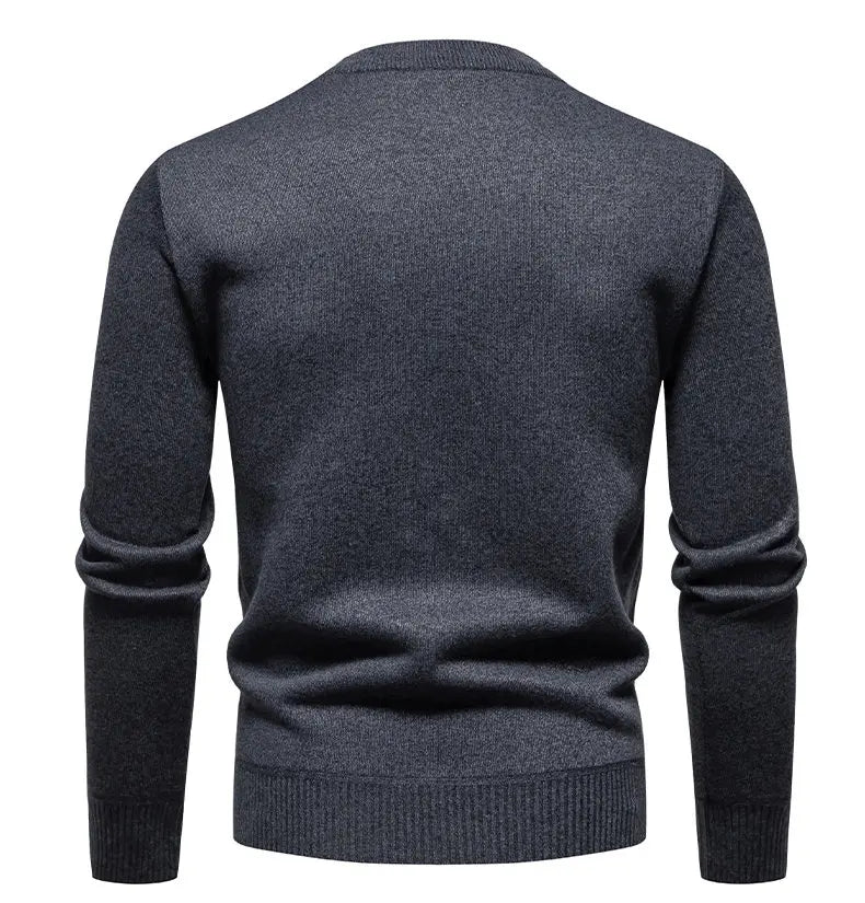 New Sweater Men Casual Knitted Pullover Solid Color Warm Regular Fit Round Neck Sweater Pullovers Mens Sweatwear