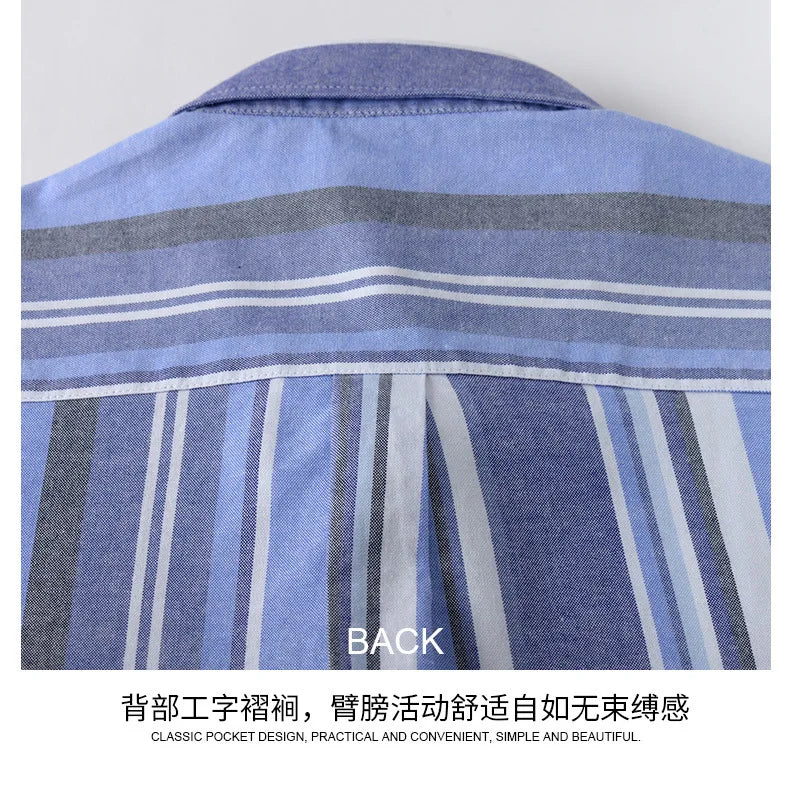 Striped Plaid Cotton Slim Shirt