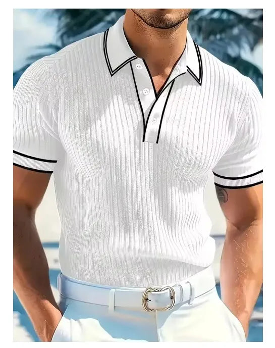 Men's Summer New Short-sleeved Lapel Casual Business Dress POLO Breathable Beach Sports Top