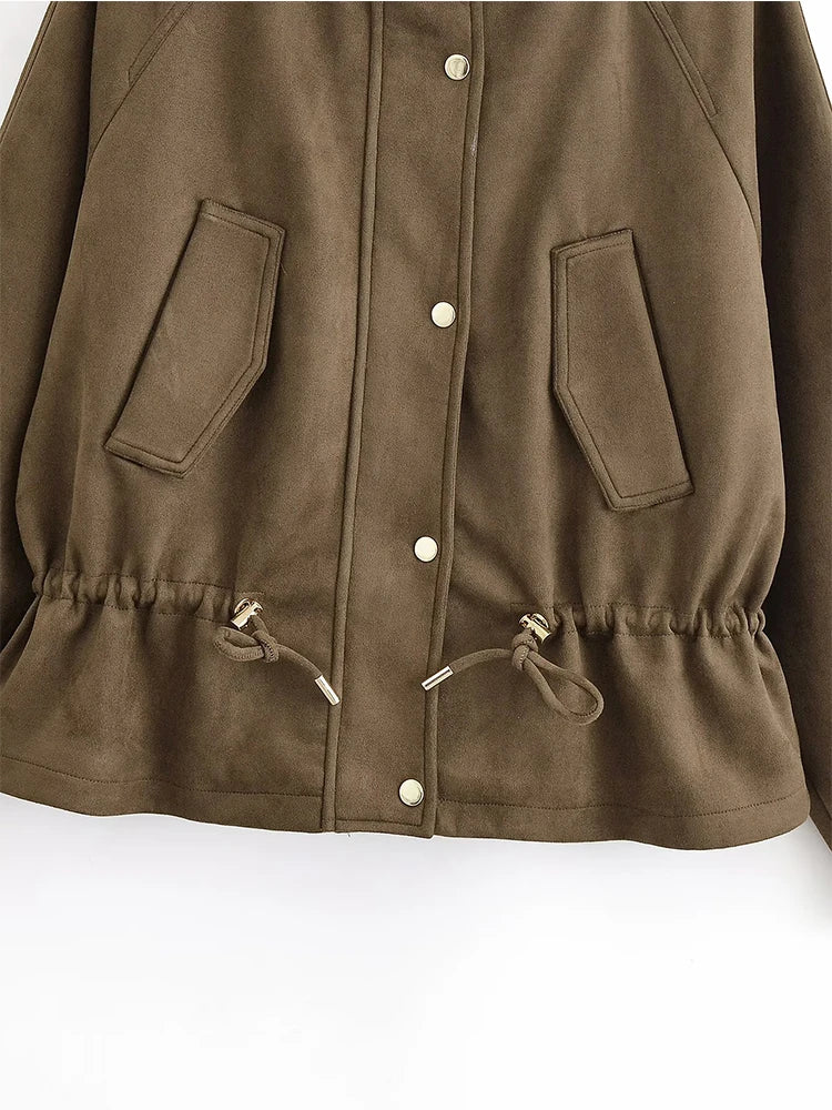 Elegant Hooded Double Breasted Jacket