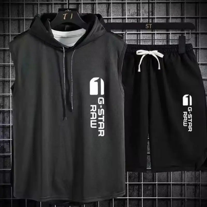 Men's track suit summer sportswear two-piece t-shirt shorts brand tracksuit jogging men's sports suit fitness clothes exercise