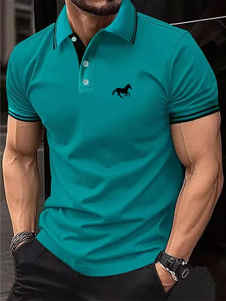 New Men's T-shirt Classic Short Sleeved Polo Shirt Summer Top Casual T-shirt Button Lapel Super Large S-3XL Casual Polo Shirt