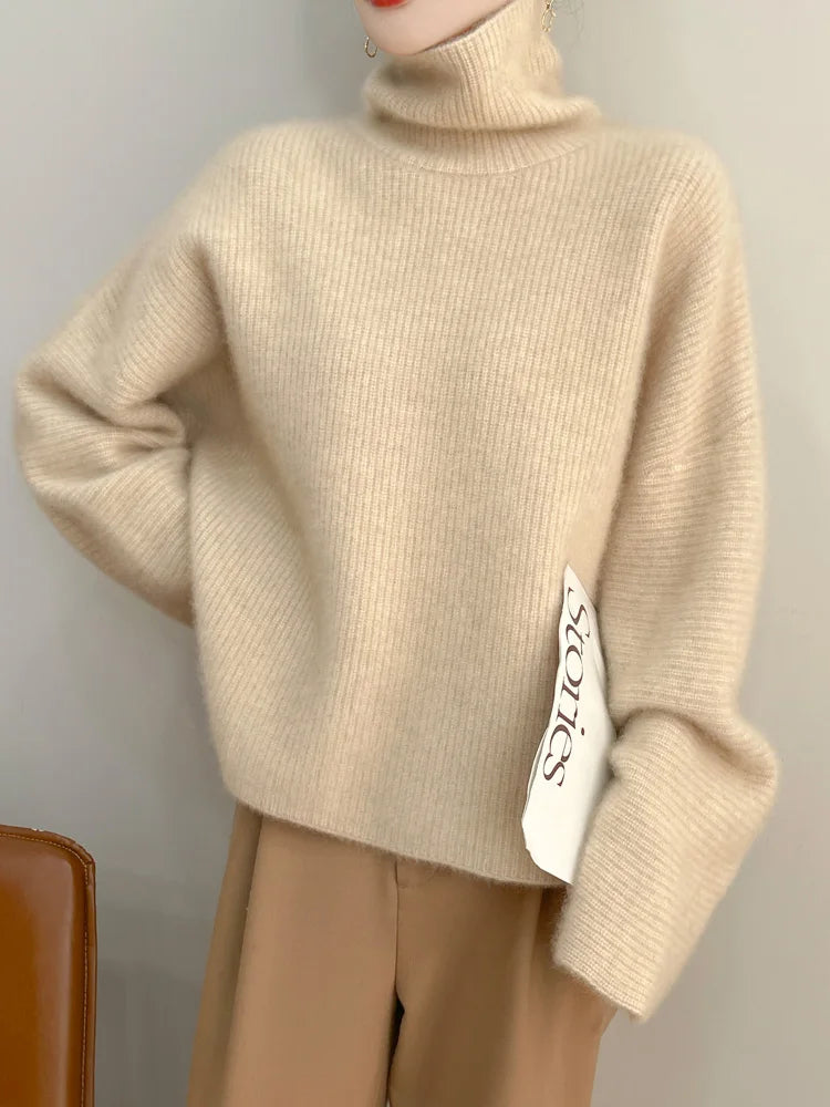 Elegant Merino Turtleneck Knit Sweater