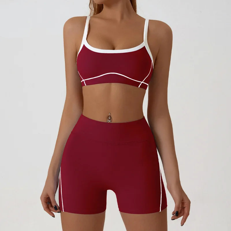 Woman Yoga Sport Outfit for Fitness Two Pieces Short Pant Sets Suits Tracksuit Sportswear Woman Gym Yoga Workout Clothes