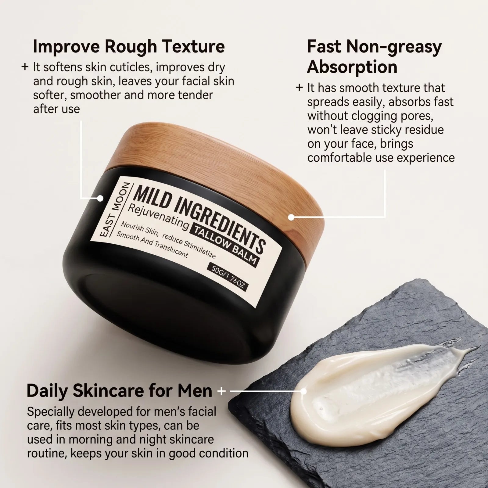 Men's Facial Moisturizer Cream Mild Gentle Formula Smooth Easy To Spread Hydrating Tender Daily Skin Care For Men Face