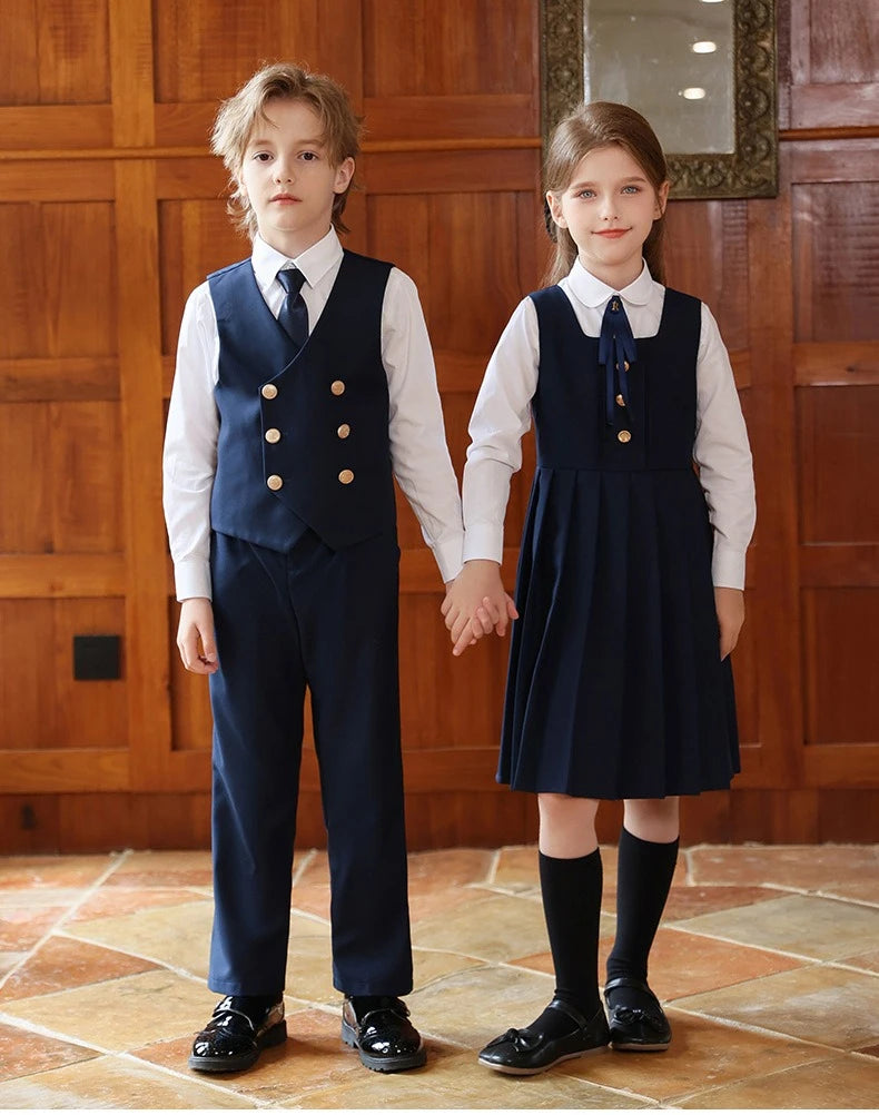British Style Kids Vest Suit