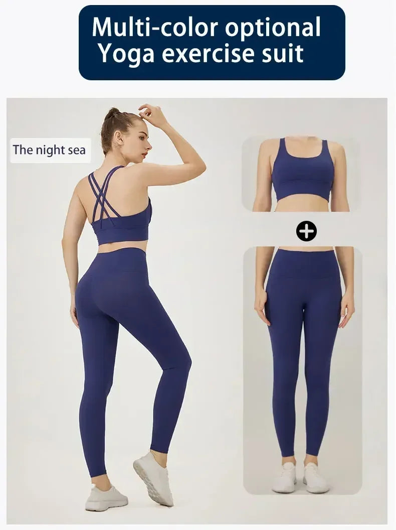 Women's Yoga Set Workout Set 2 Piece High Waist Yoga Leggings Sports Bra Gym Suit Activewear Sports Fitness Set Sports Suit