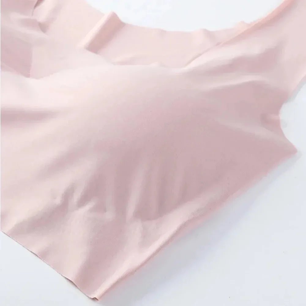 Wire-Free Sports Bra Seamless Ice Silk Small Chest Push-up Bra Prevent Sagging Thin Back Beauty Large Size Bra