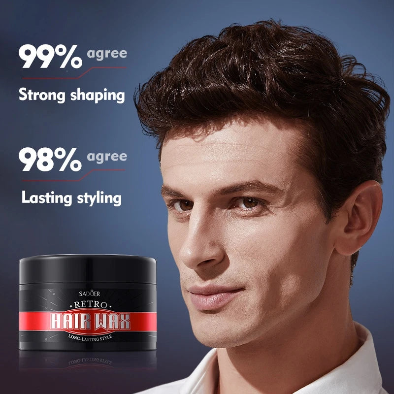 100g Men's Retro Hair Wax for Strong Styling and Natural Volume, Rich in Ginseng Root Extract, Keratin and Other Ingredients, with a Fresh Texture That Is Not Sticky, Easy to Clean, and Can Be Applied Gently to the Hair to Pr