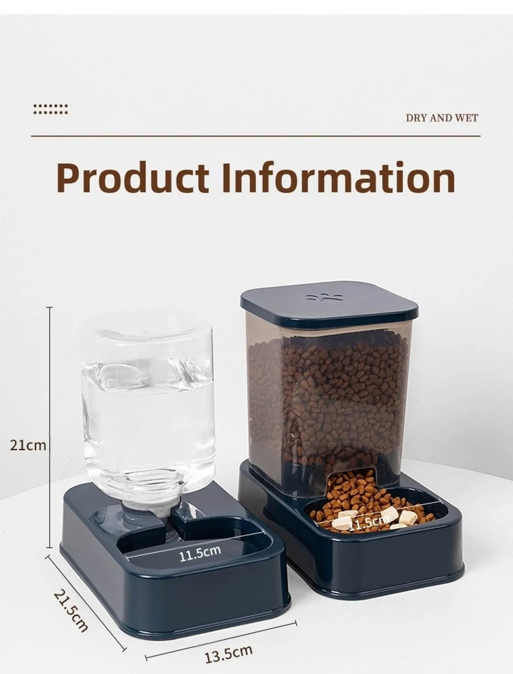 1.2L/1.5L Pet Automatic Feeder Plastic Large Capacity Cat Dog Water Dispenser Feeder Set 3 Colors 2 Styles