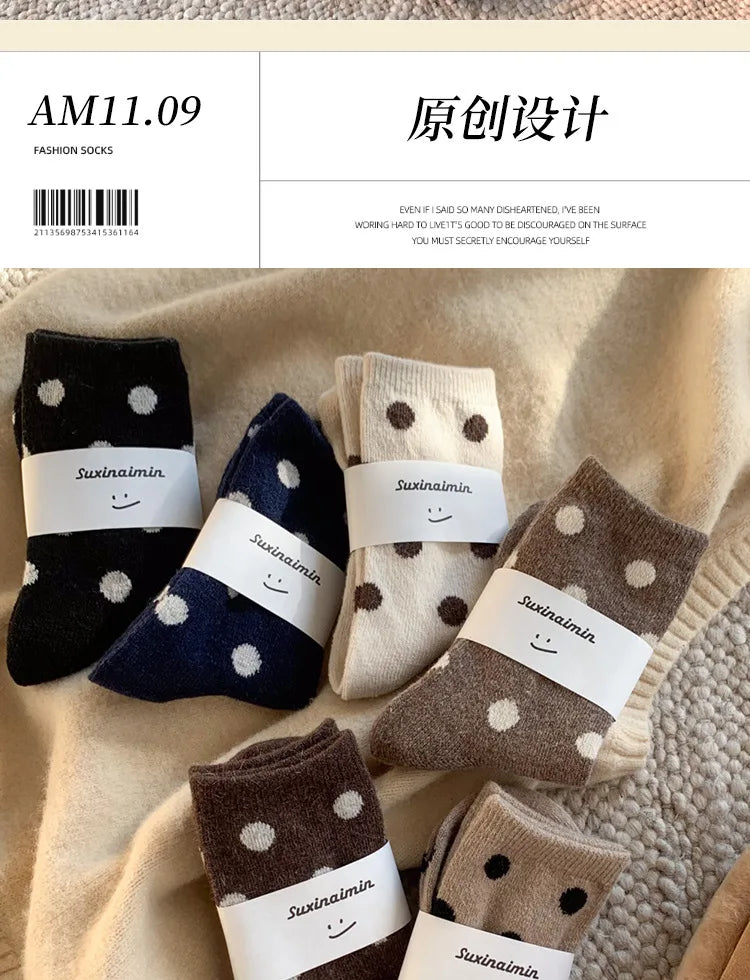 Polka Velvet Winter Socks
